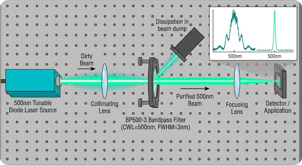 BP500-3 Bandpass Filter - Laser Line Clean-Up & Isolation