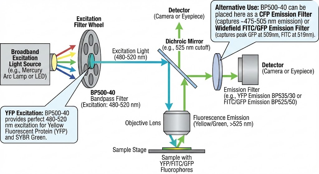 BP500-40 Bandpass Filter - Fluorescence Microscopy (Biomedical)