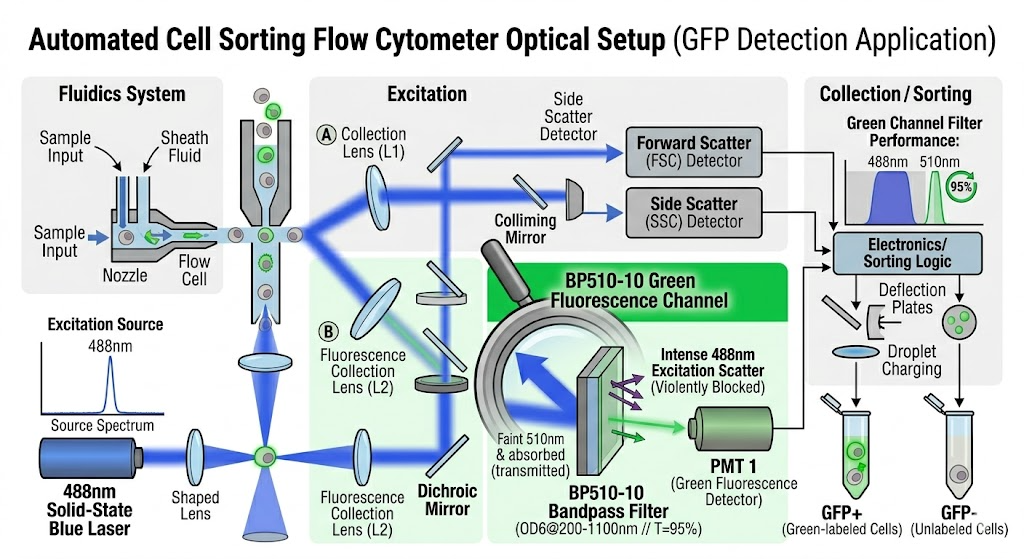 BP510-10 Bandpass Filter - Flow Cytometry (Automated Cell Sorting)