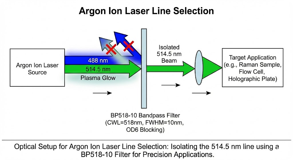BP518-10 Bandpass Filter - Argon Ion Laser Line Selection