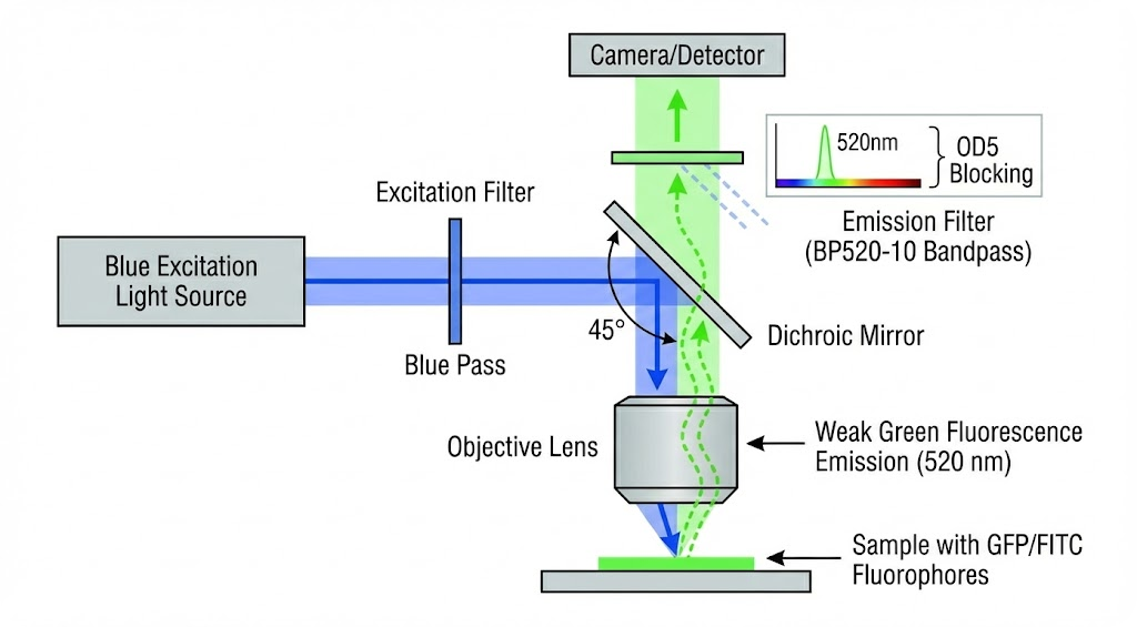 BP520-10 Bandpass Filter - Fluorescence Microscopy (Emission Filter)