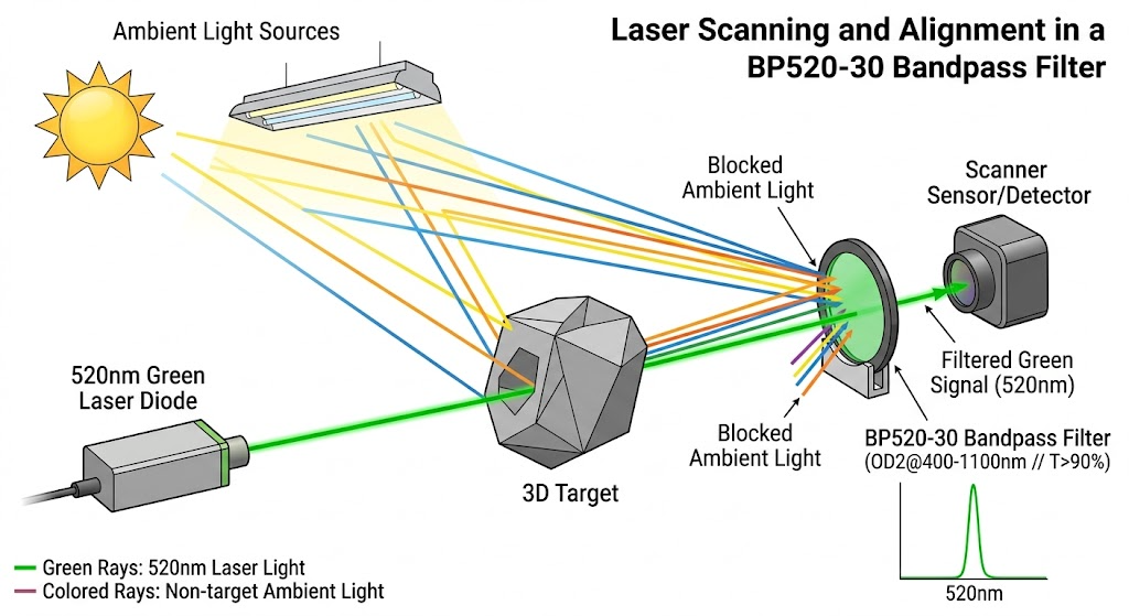 BP520-30 Bandpass Filter - Laser Scanning and Alignment