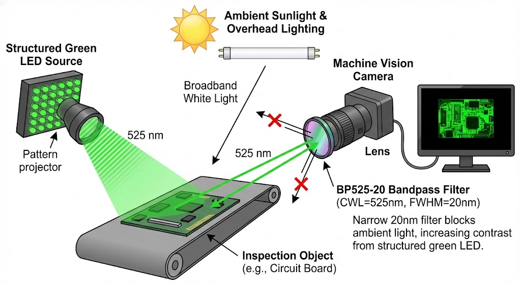 BP525-20 Bandpass Filter - Machine Vision & Imaging