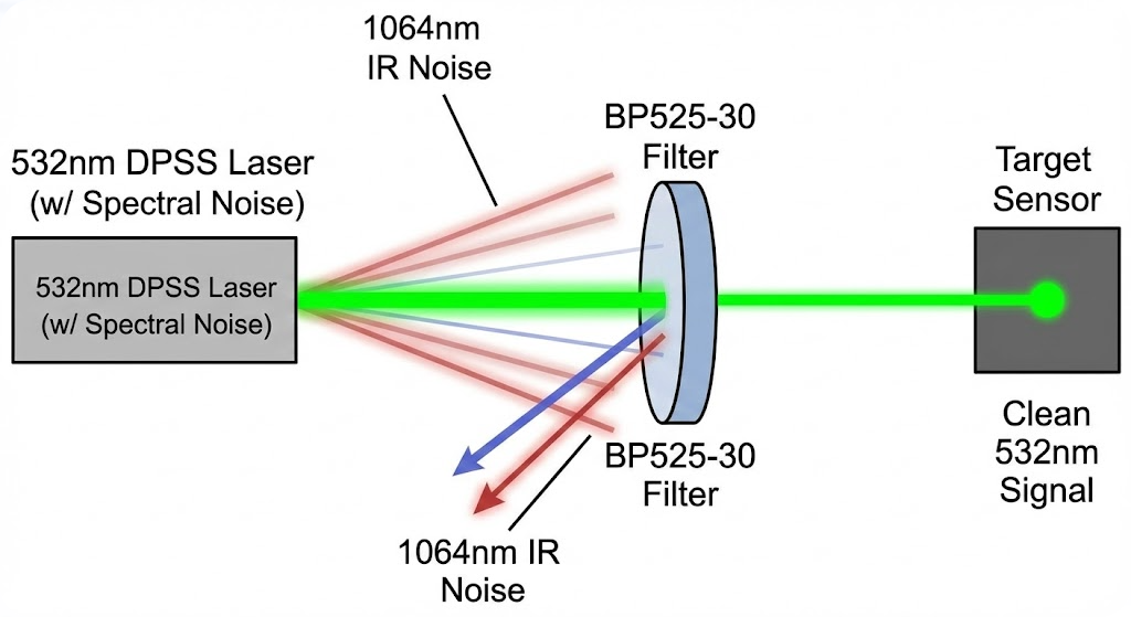 BP525-30 Bandpass Filter - Laser Line Cleanup