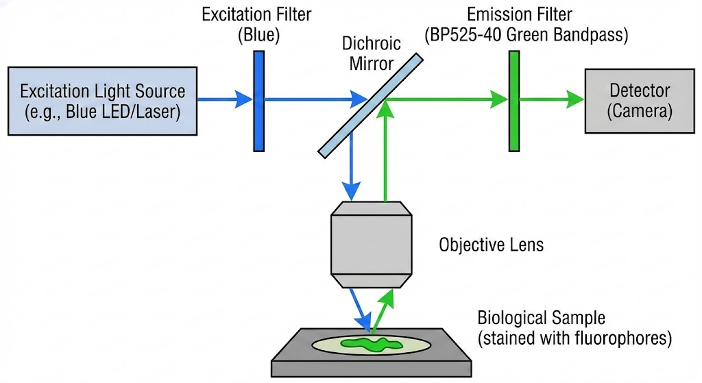 BP525-40 Bandpass Filter - Fluorescence Imaging & Microscopy