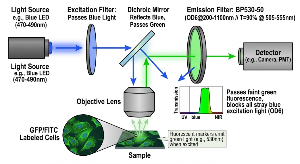 BP530-50 Bandpass Filter - Fluorescence Microscopy (Life Sciences)