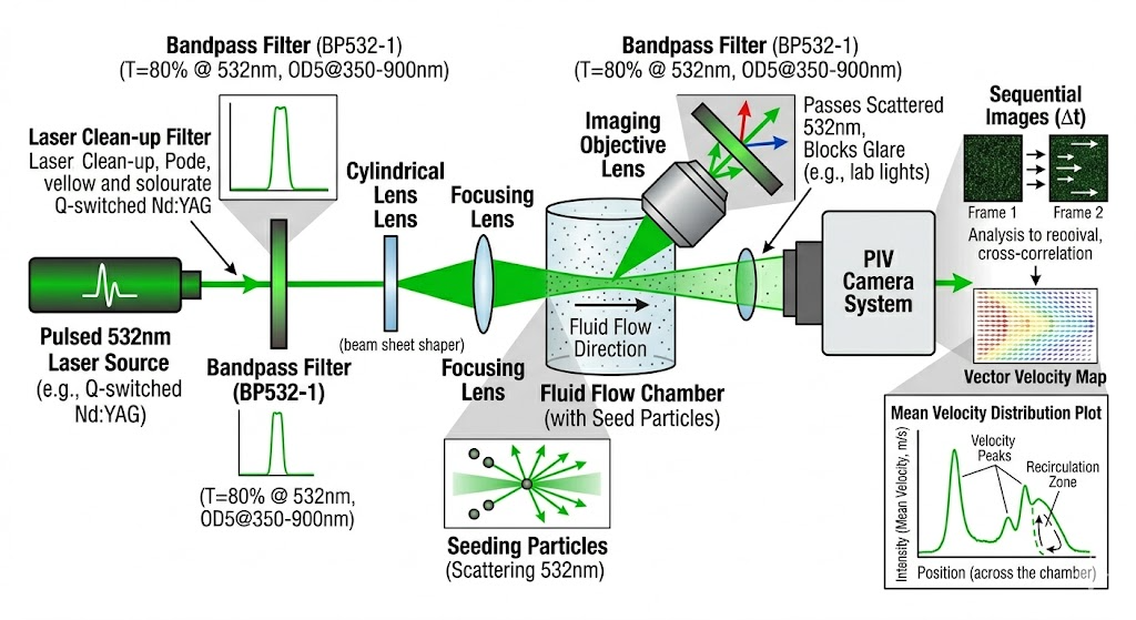 BP532-1 Bandpass Filter - Fluid Flow Analysis (Particle Image Velocimetry)