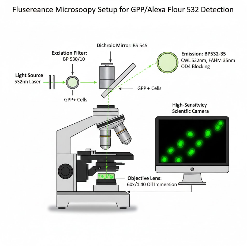 BP532-35 Bandpass Filter - Fluorescence Microscopy