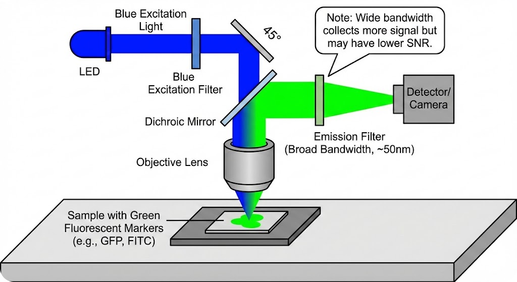 BP532-50 Bandpass Filter - Fluorescence Imaging (Broad Emission)