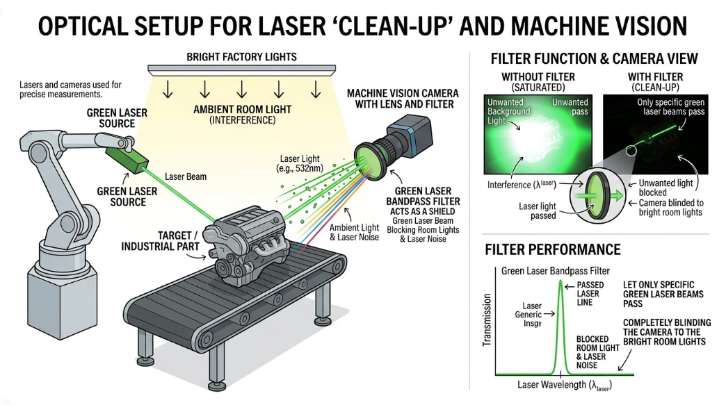 BP545-30 Bandpass Filter - Laser "Clean-up" and Machine Vision