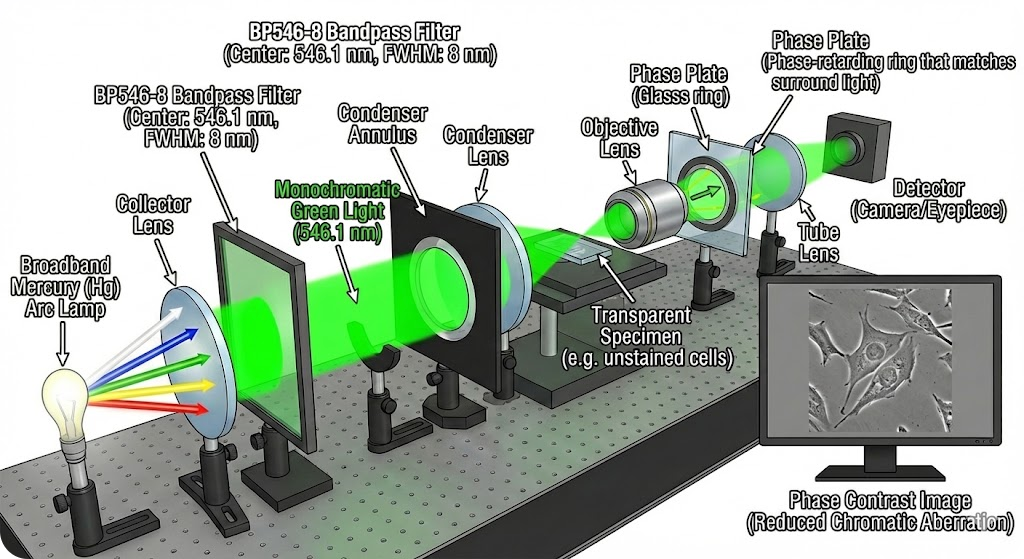 BP546-8 Bandpass Filter - Phase Contrast Microscopy