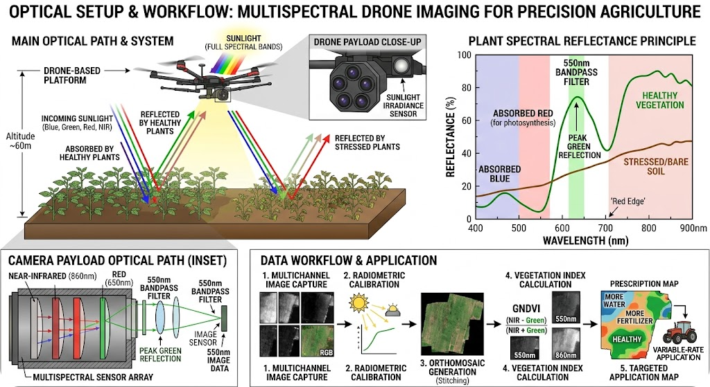 BP550-10 Bandpass Filter - Multispectral Drone Imaging (Precision Agriculture)