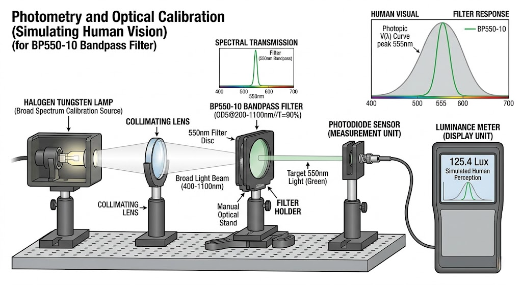 BP550-10 Bandpass Filter - Photometry and Optical Calibration (Simulating Human Vision)
