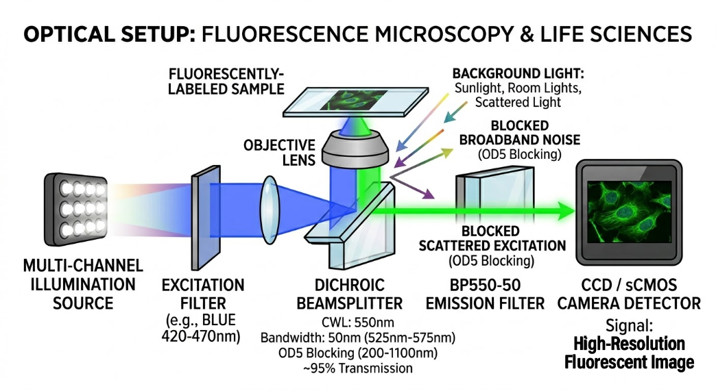 BP550-50 Bandpass Filter - Fluorescence Microscopy and Life Sciences