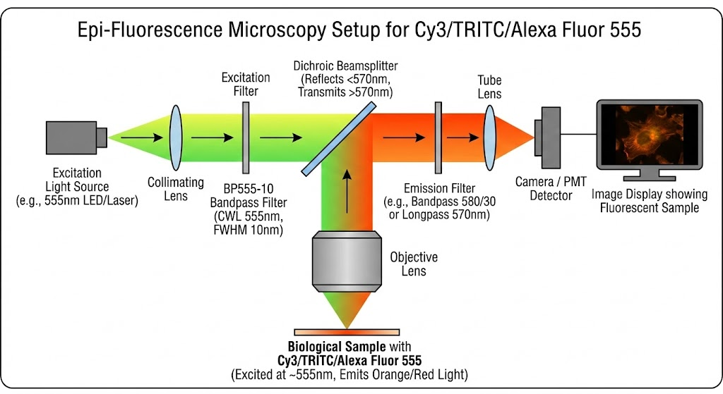 BP555-10 Bandpass Filter - Fluorescence Microscopy