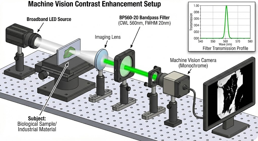 BP560-20 Bandpass Filter - Machine Vision & Imaging