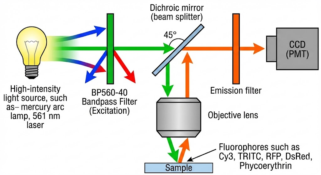 BP560-40 Bandpass Filter - Fluorescence Microscopy (Excitation)