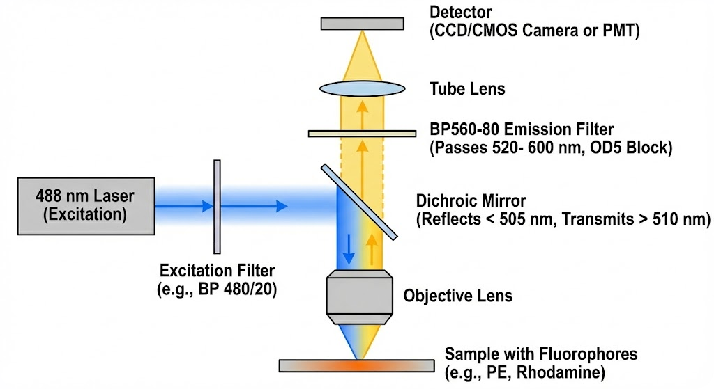 BP560-80 Bandpass Filter - Fluorescence Microscopy & Flow Cytometry (Emission Filter)