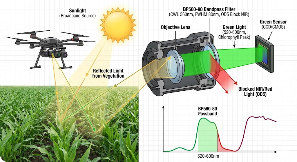 BP560-80 Bandpass Filter - Multispectral Imaging (Agriculture / NDVI)