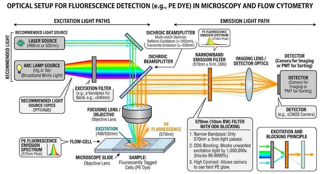 BP570-10 Bandpass Filter - Fluorescence Microscopy and Flow Cytometry