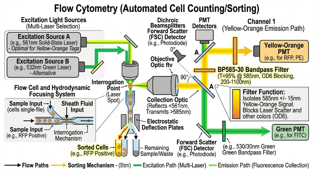 BP585-30 Bandpass Filter - Flow Cytometry (Automated Cell Counting/Sorting)