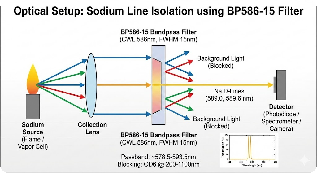 BP586-15 Bandpass Filter - Sodium Line Isolation (Na D-Lines)