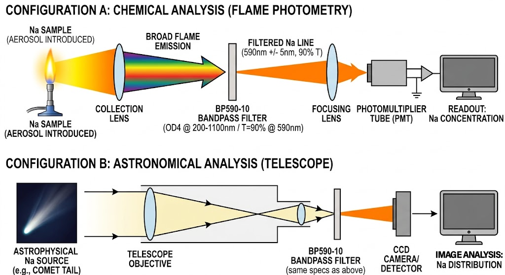 BP590-10 Bandpass Filter - Sodium Emission Analysis (Chemistry & Astronomy)