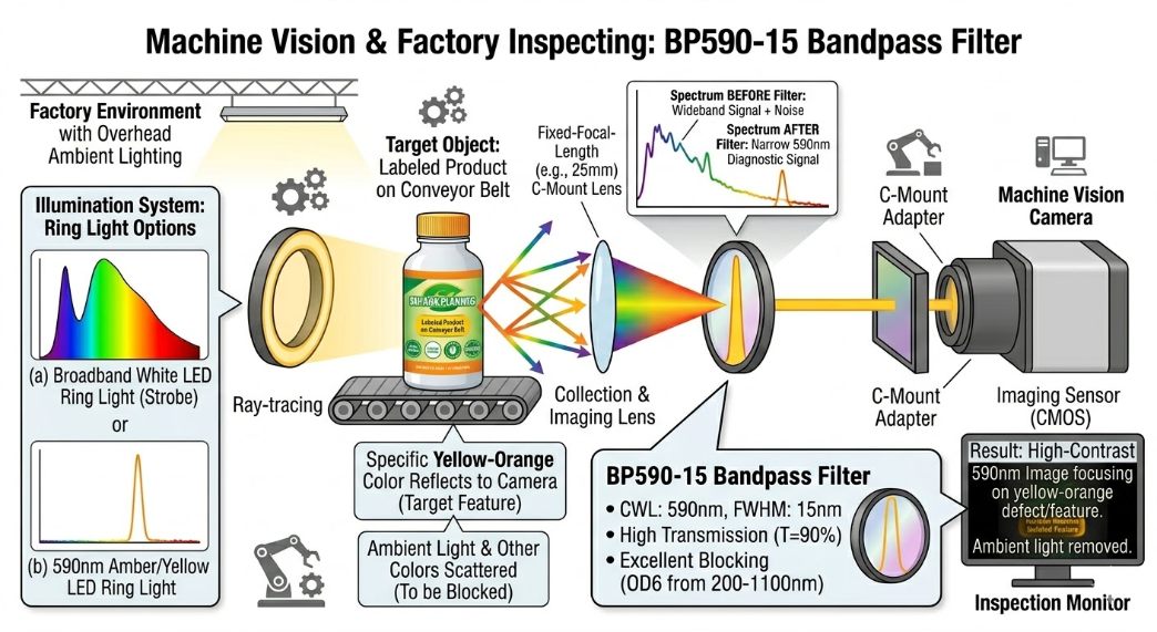 BP590-15 Bandpass Filter - Machine Vision and Factory Inspection