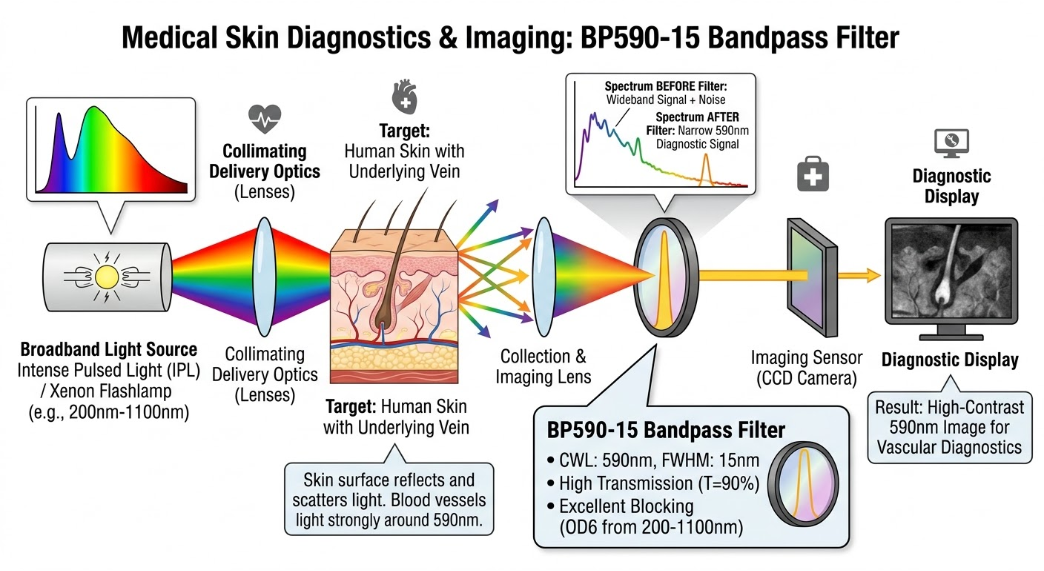 BP590-15 Bandpass Filter - Medical Skin Diagnostics and Imaging