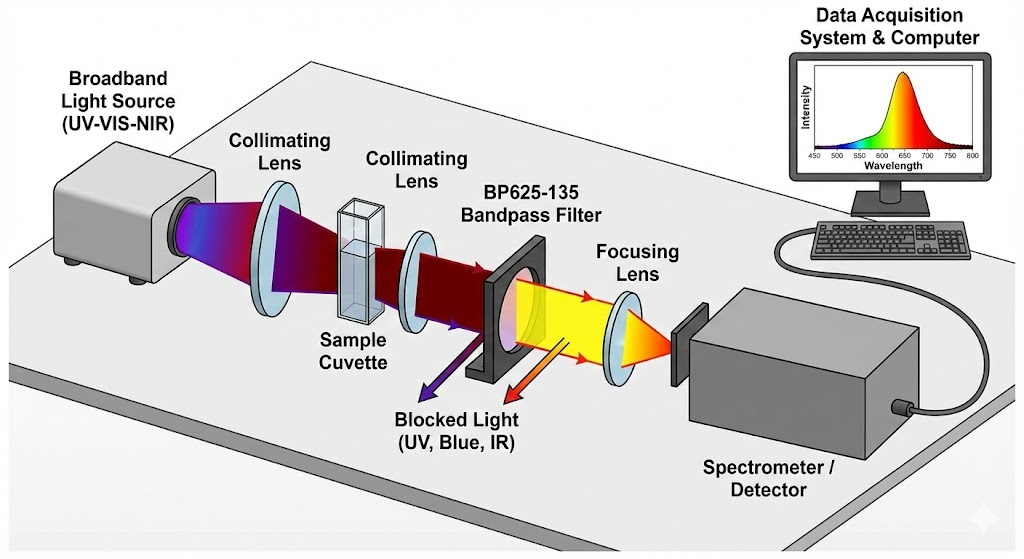 BP625-135 Bandpass Filter - Broadband Spectroscopy