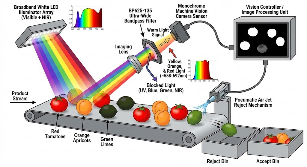 BP625-135 Bandpass Filter - Multi-Color Imaging (Machine Vision)