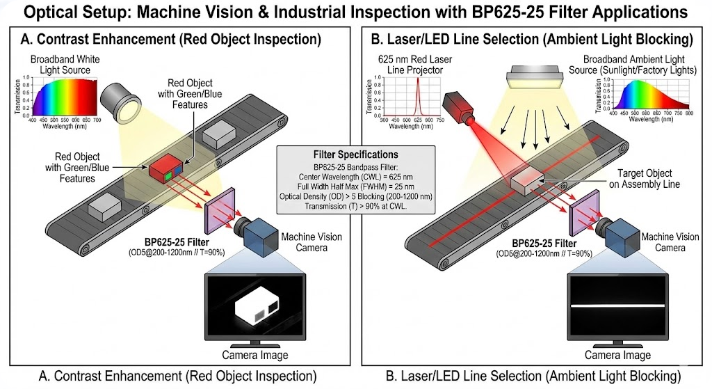 BP625-25 Bandpass Filter - Machine Vision & Industrial Inspection