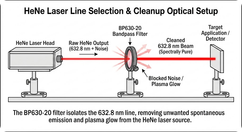 BP630-20 Bandpass Filter - HeNe Laser Line Selection & Cleanup