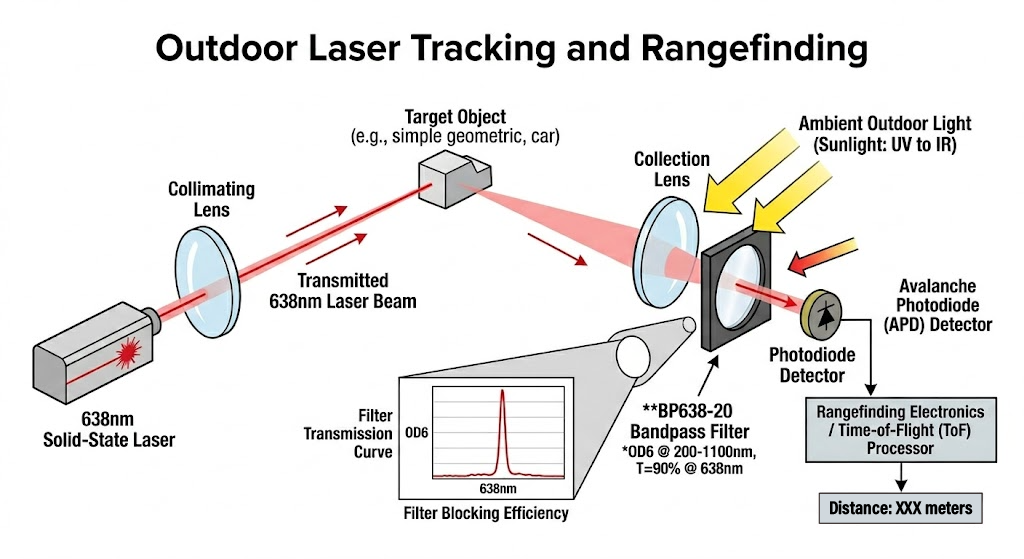 BP638-20 Bandpass Filter - Outdoor Laser Tracking and Rangefinding