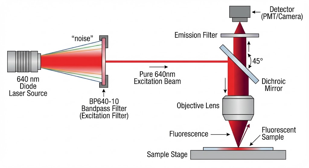 BP640-10 Bandpass Filter - Laser Line Cleanup (Excitation Filter)