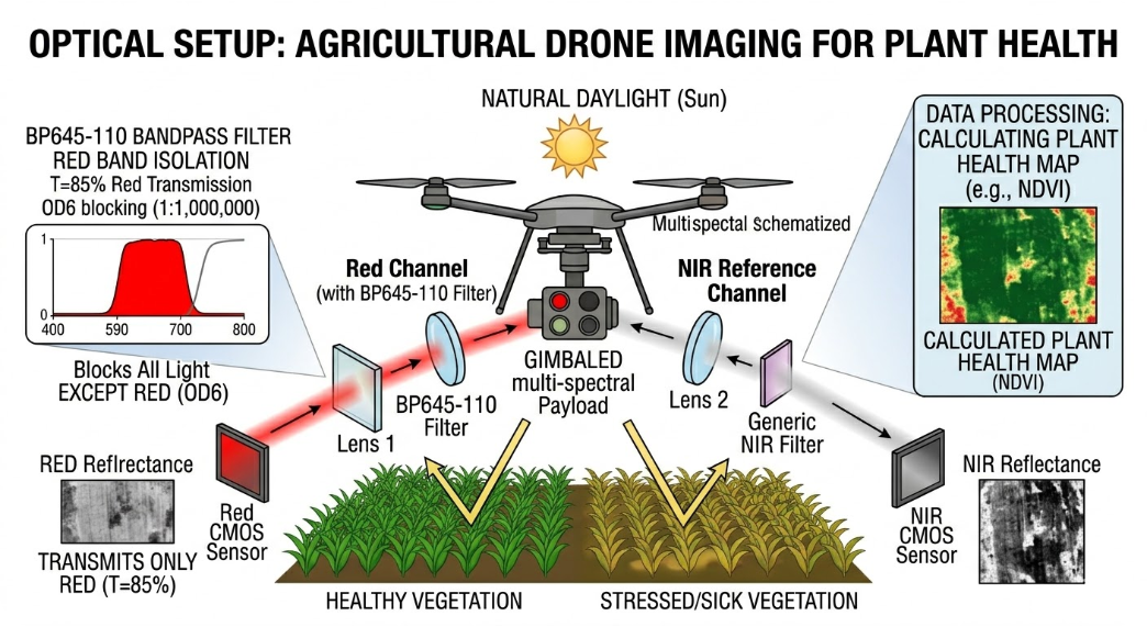 BP645-110 Bandpass Filter - Agricultural Drone Imaging