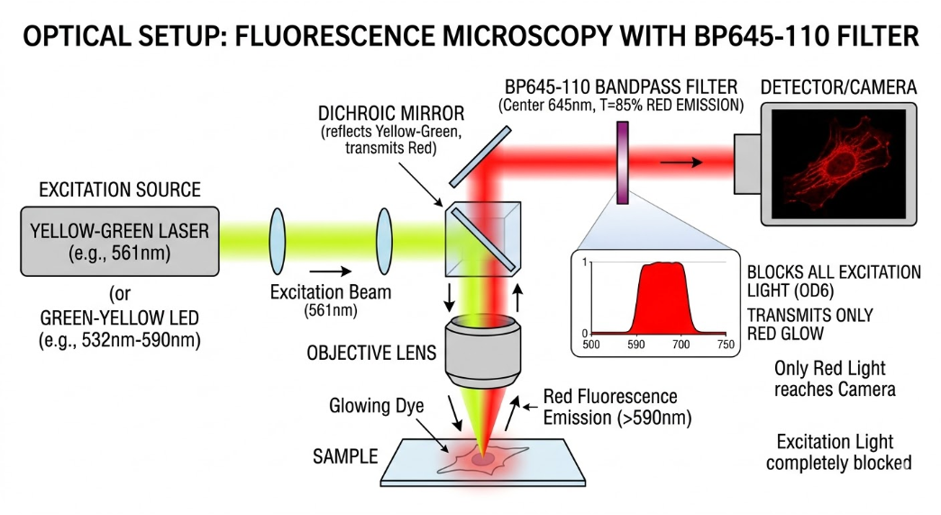 BP645-110 Bandpass Filter - Fluorescence Microscopy and Biology