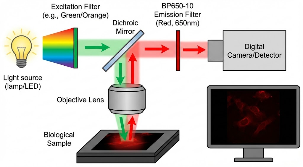 BP650-10 Bandpass Filter - Biomedical & Life Sciences (Fluorescence Microscopy)