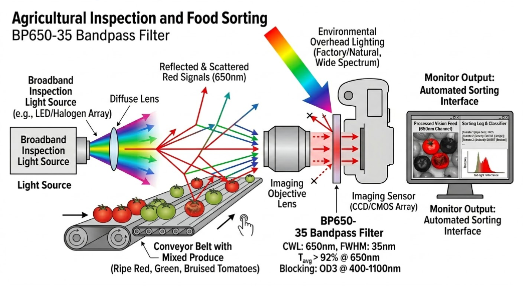 BP650-35 Bandpass Filter - Agricultural Inspection and Food Sorting