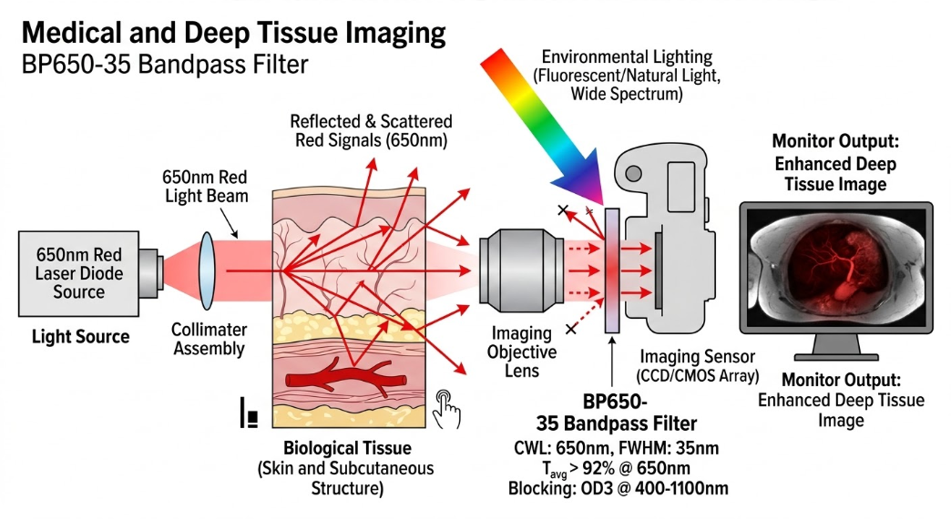 BP650-35 Bandpass Filter - Medical and Deep Tissue Imaging