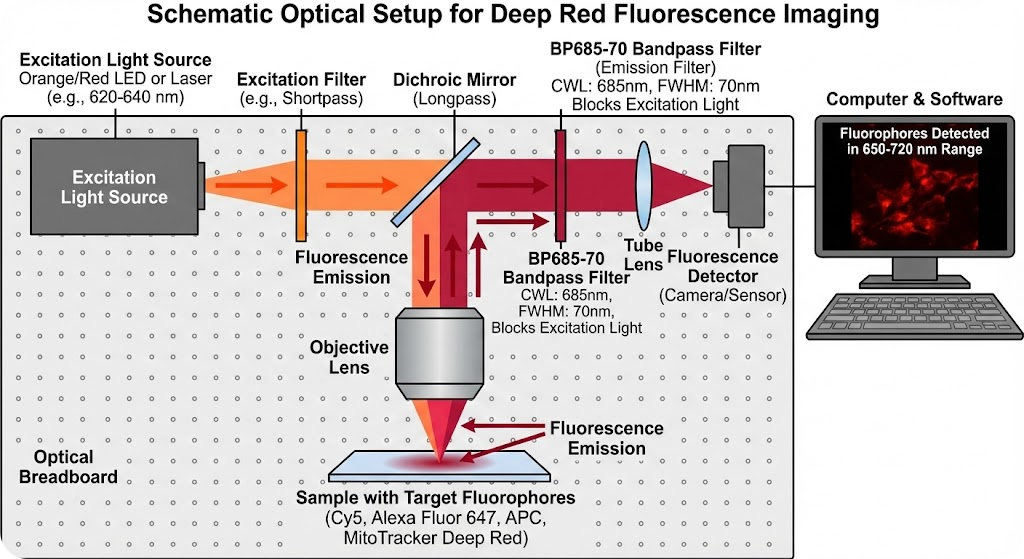 BP685-70 Bandpass Filter - Deep Red Fluorescence Imaging