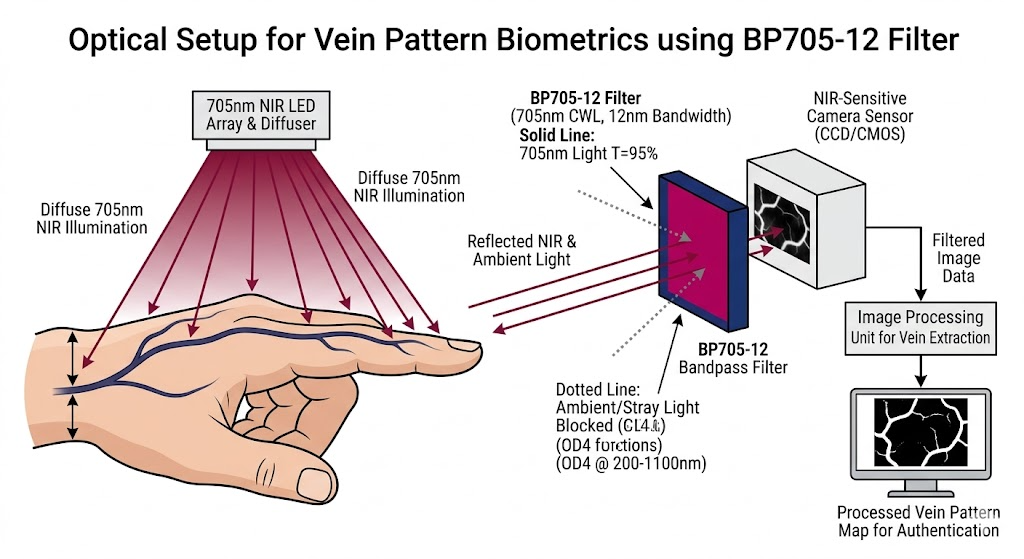 BP705-12 Bandpass Filter - Vein Pattern Biometrics