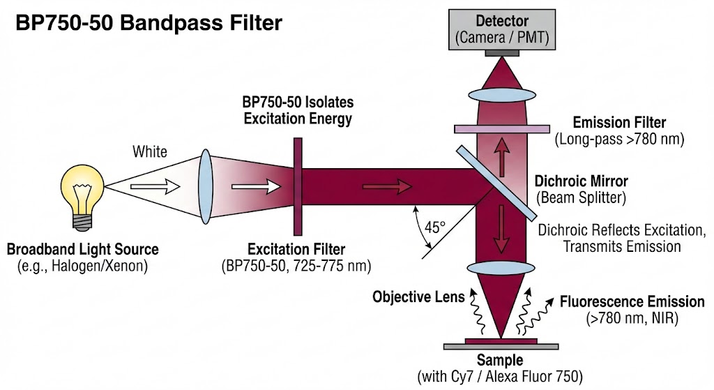 BP750-50 Bandpass Filter - Fluorescence Microscopy & Imaging (Excitation)