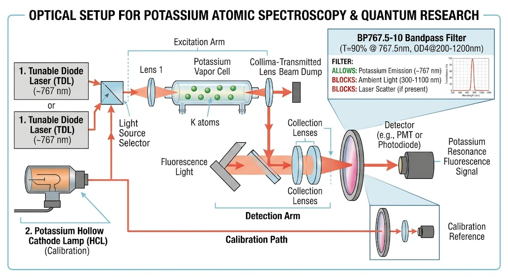 BP767.5-10 Bandpass Filter - Potassium Atomic Spectroscopy and Quantum Research