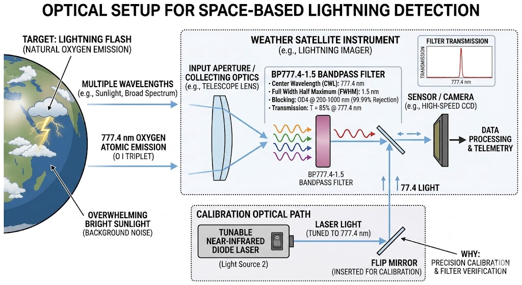 BP777.4-1.5 Bandpass Filter - Space-Based Lightning Detection & Weather Satellites