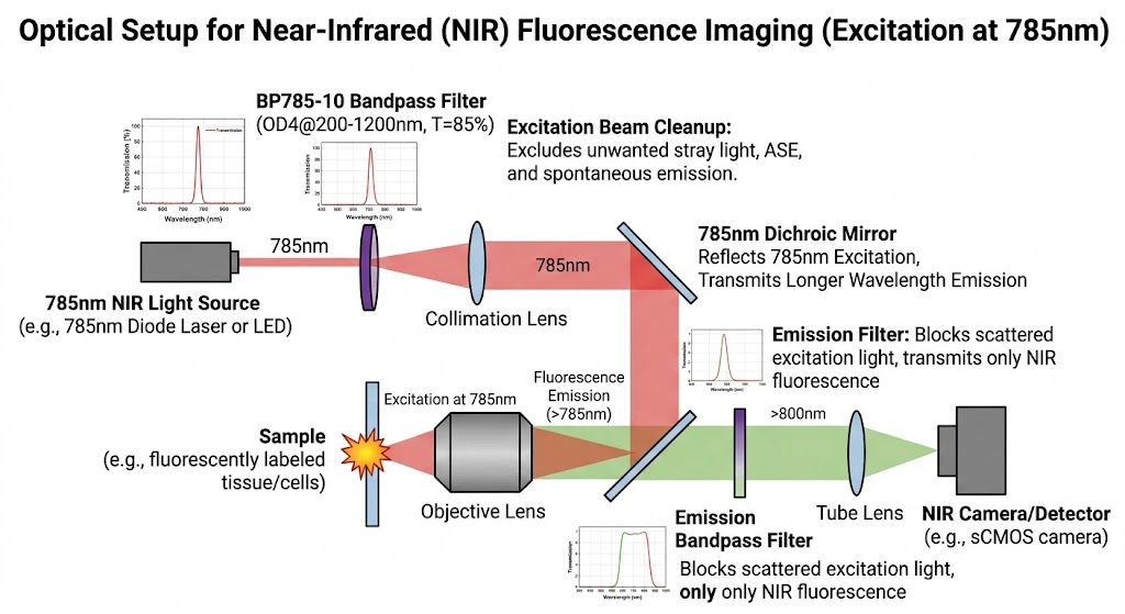 BP785-10 Bandpass Filter - Near-Infrared (NIR) Fluorescence Imaging