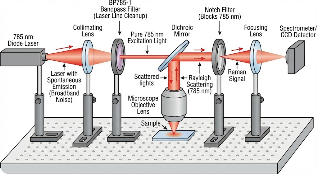 BP785-1 Bandpass Filter - Raman Spectroscopy (Laser Line Cleanup)