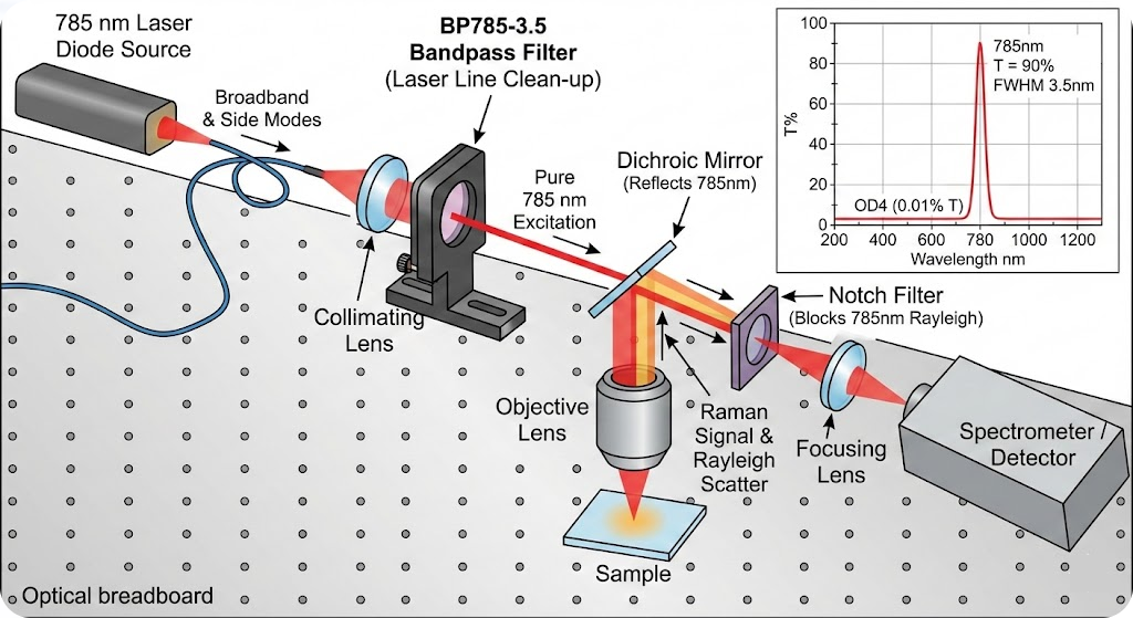 BP785-3.5 Bandpass Filter - Laser Line Cleaning (Excitation Filter)