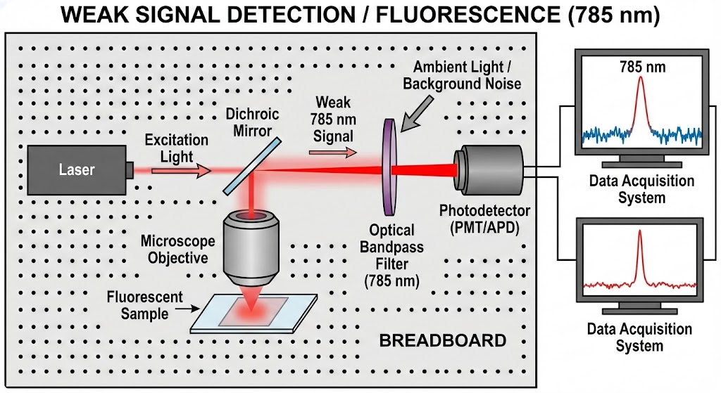 BP785-3.5 Bandpass Filter - Weak Signal Detection - Fluorescence