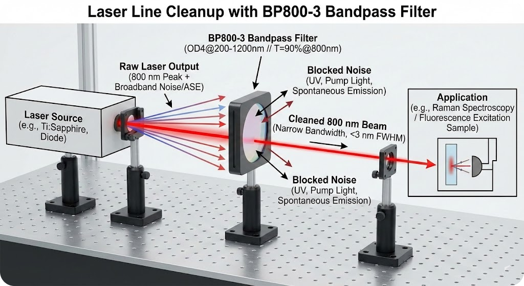 BP800-3 Bandpass Filter - Laser Line Cleanup
